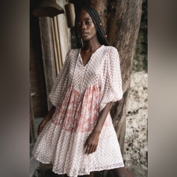 NEVER WORN- DAUGHTERS OF INDIA -Nora Mini Dress ~ Primrose - Picture 1 of 12